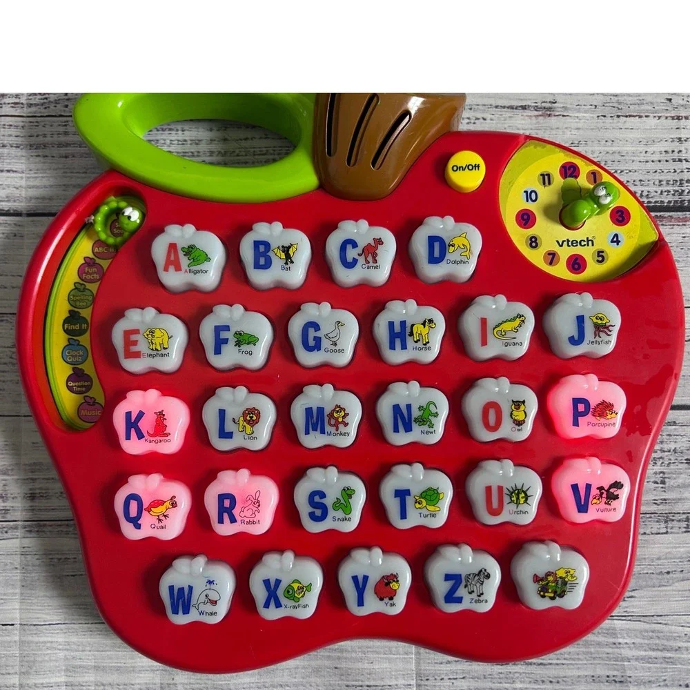 V-tech Alphabet Apple Light Up Toy Red Kids Learning Vintage TESTED WORKING